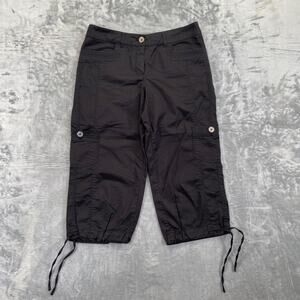 White House Black Market Women's Crop Leg Cargo Pants Size 10 Black Cropped Pant